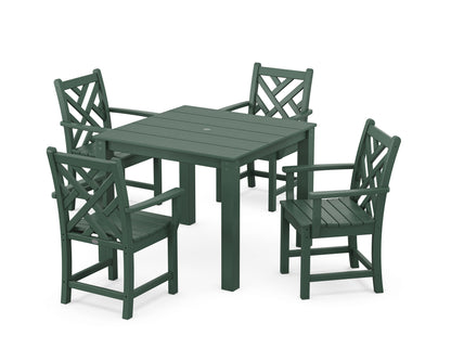 POLYWOOD Chippendale 5-Piece Parsons Dining Set in Green