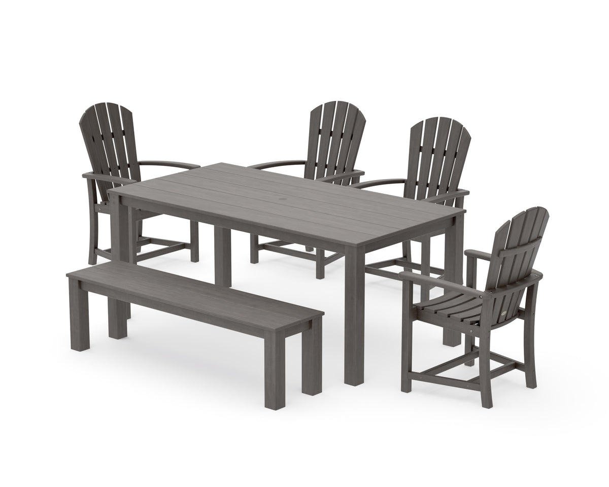 POLYWOOD Palm Coast 6-Piece Parsons Dining Set with Bench in Driftwood