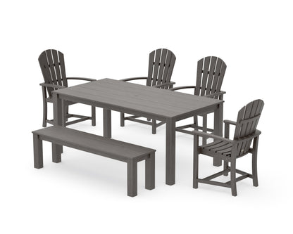 POLYWOOD Palm Coast 6-Piece Parsons Dining Set with Bench in Driftwood
