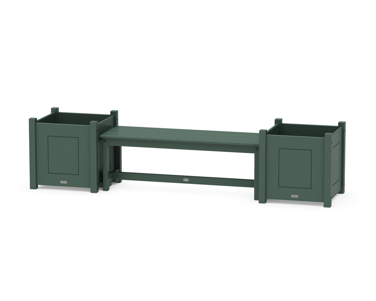 POLYWOOD 48" Country Living Straight Planter Bench Set - Large in Green