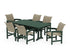 POLYWOOD Coastal Woven Arm Chair 7-Piece Dining Set with Trestle Legs in Green / Dune Grass