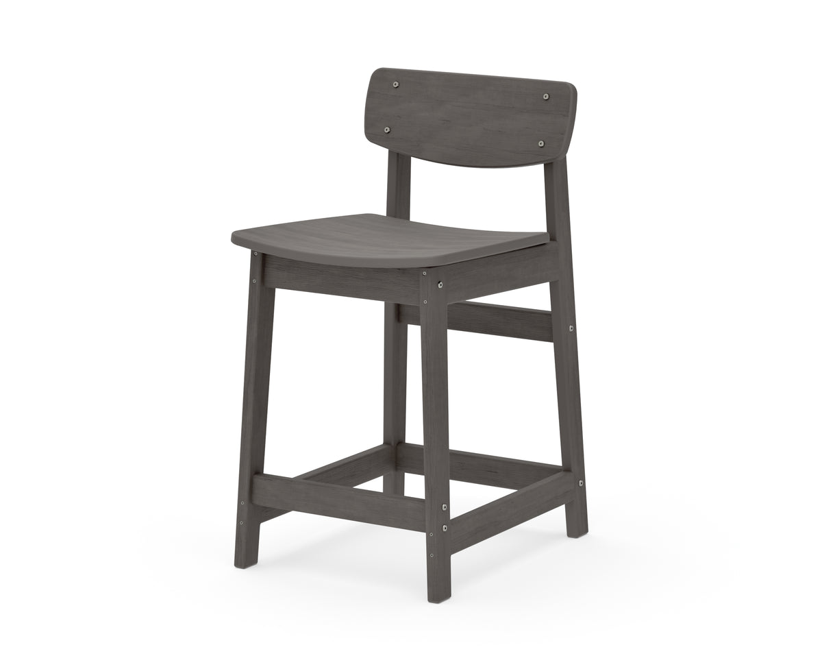 POLYWOOD Modern Studio Urban Lowback Counter Chair in Driftwood