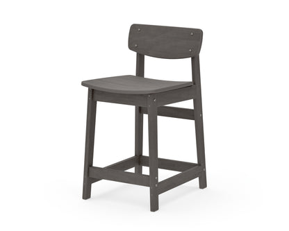 POLYWOOD Modern Studio Urban Lowback Counter Chair in Driftwood