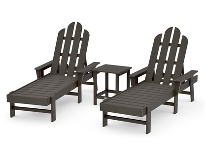 POLYWOOD Long Island Chaise 3-Piece Set in Vintage Coffee