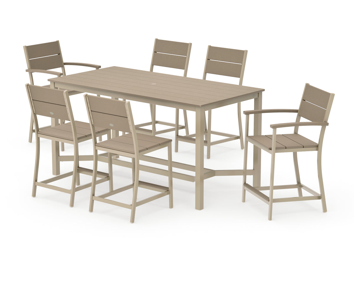 POLYWOOD Main Street 7-Piece Counter Set in Sand / Vintage Sahara