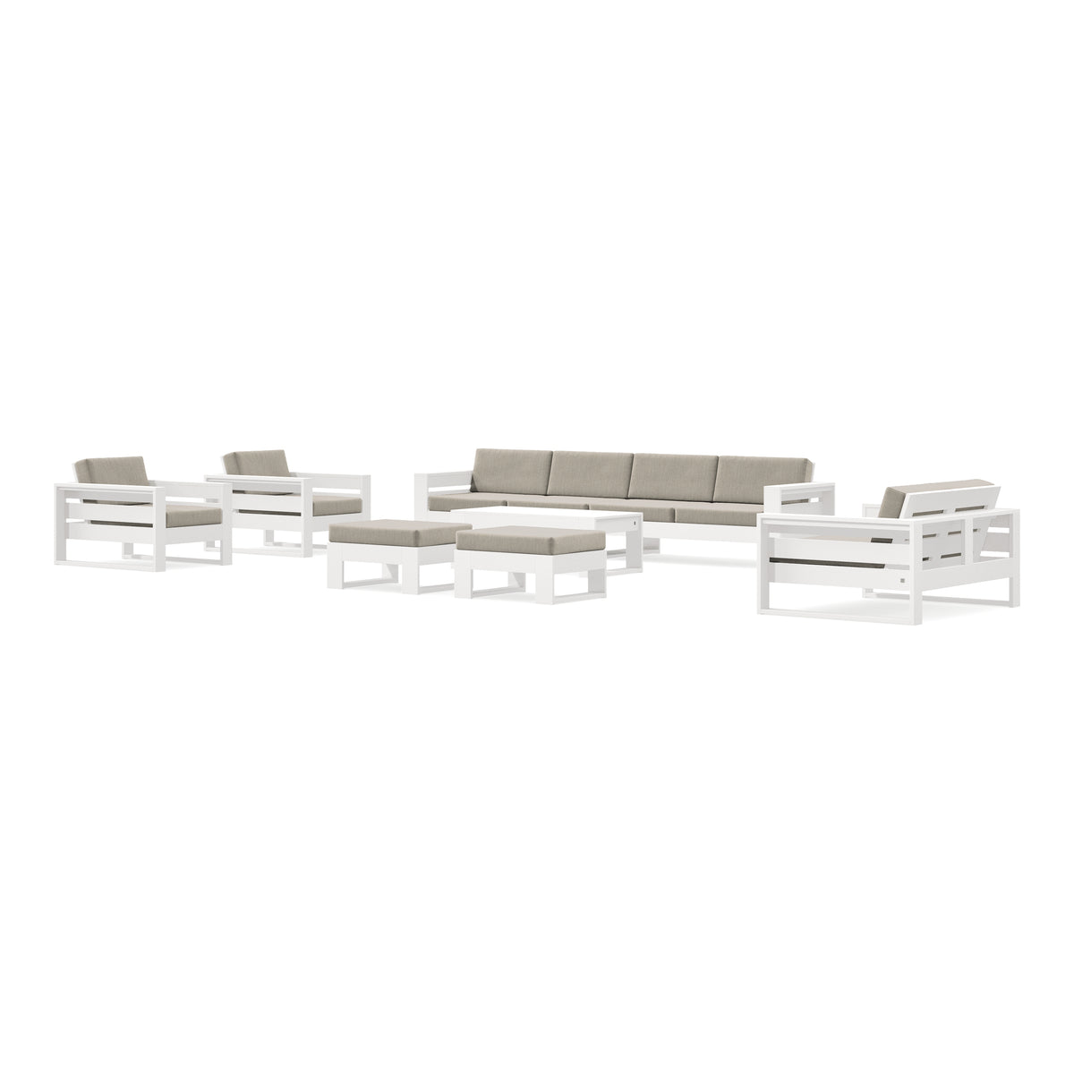 POLYWOOD PW Designer Series Latitude 8-Piece Lounge Sofa Set in Vintage White / Cast Ash