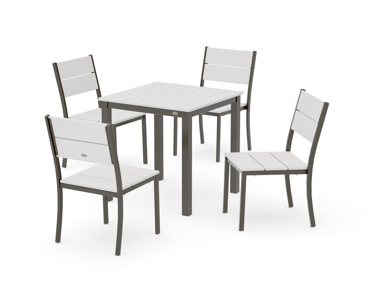 POLYWOOD Main Street 5-Piece Square Dining Set- Small in Bronze / Vintage White