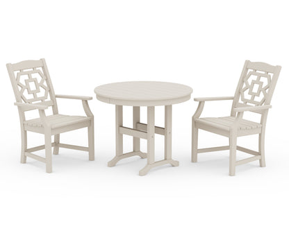 POLYWOOD Chinoiserie 3-Piece Farmhouse Dining Set in Sand