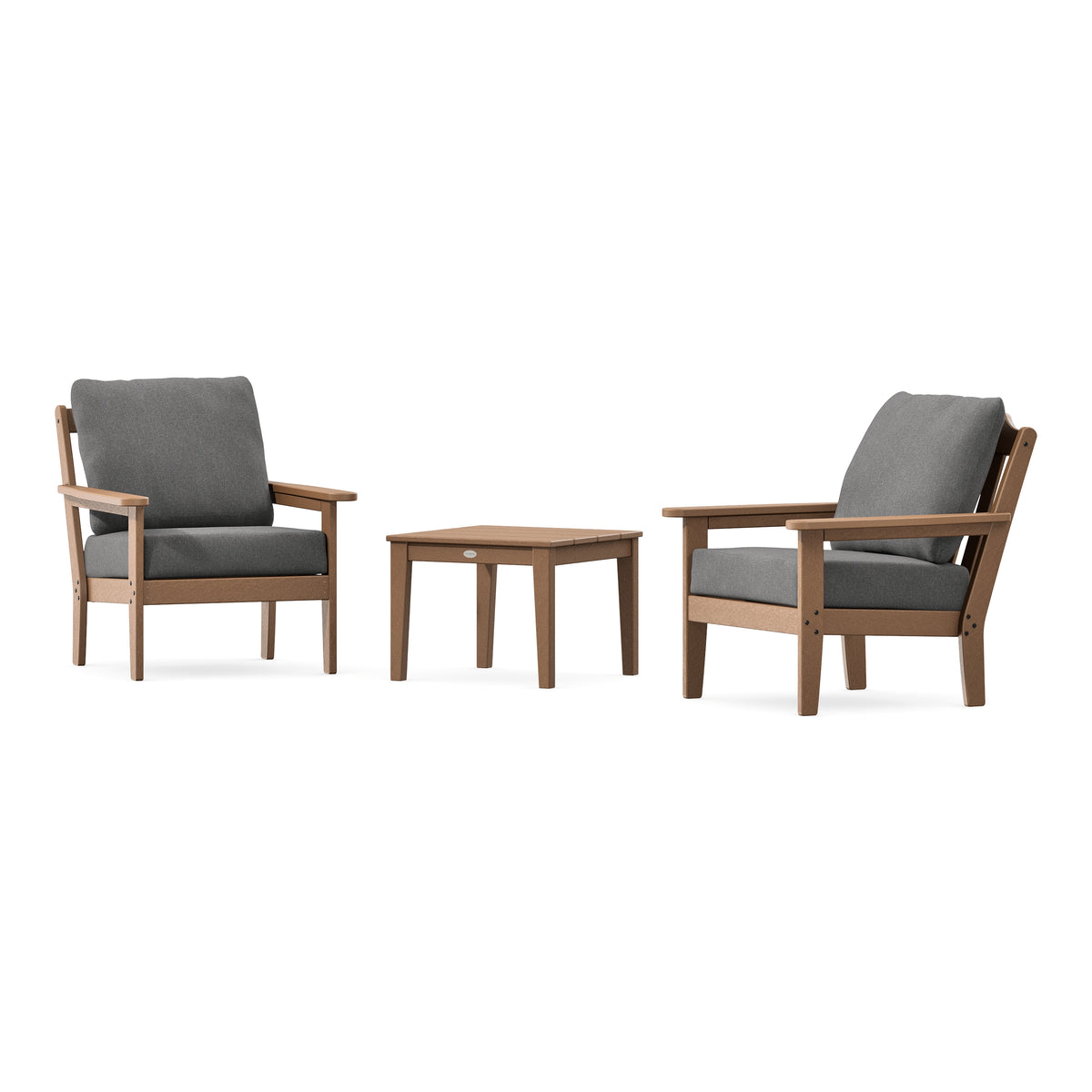 POLYWOOD Country Living Cottage 3-Piece Deep Seating Set in Teak