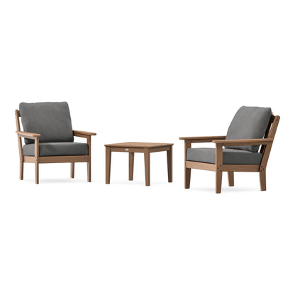 POLYWOOD Country Living Cottage 3-Piece Deep Seating Set in Teak