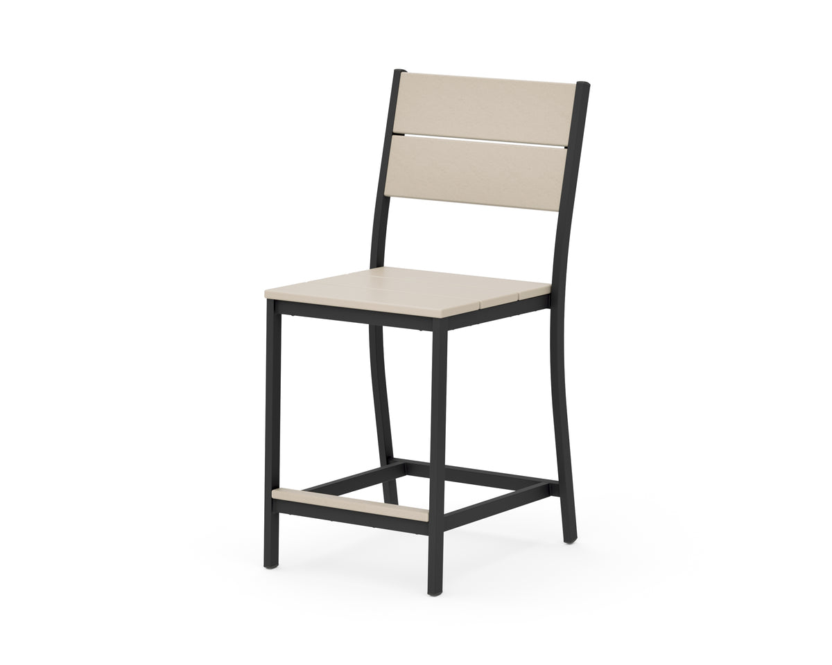 POLYWOOD Main Street Counter Side Chair in Black / Sand