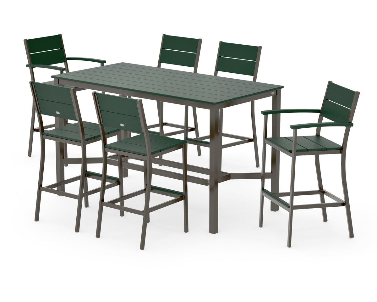POLYWOOD Main Street 7-Piece Bar Set in Bronze / Green
