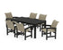 POLYWOOD Coastal Woven Arm Chair 7-Piece Parsons Dining Set in Black / Dune Grass