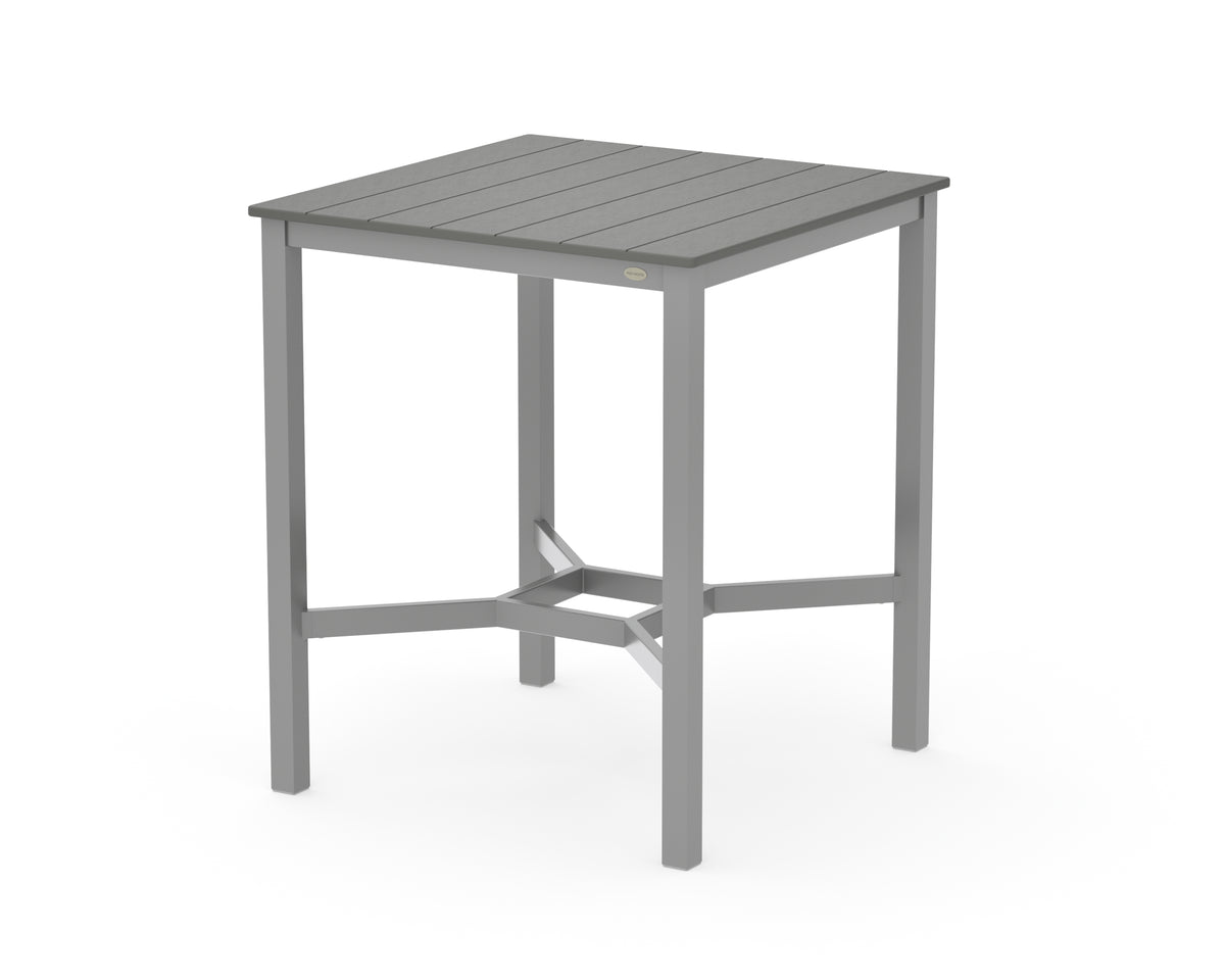 POLYWOOD Main Street 36 x 36 Bar Table in Silver / Slate Grey