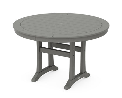 POLYWOOD Nautical Trestle 48" Round Dining Table in Slate Grey