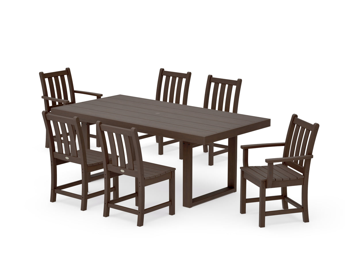 POLYWOOD Traditional Garden 7-Piece Dining Set - 39" x 78" Table in Kona