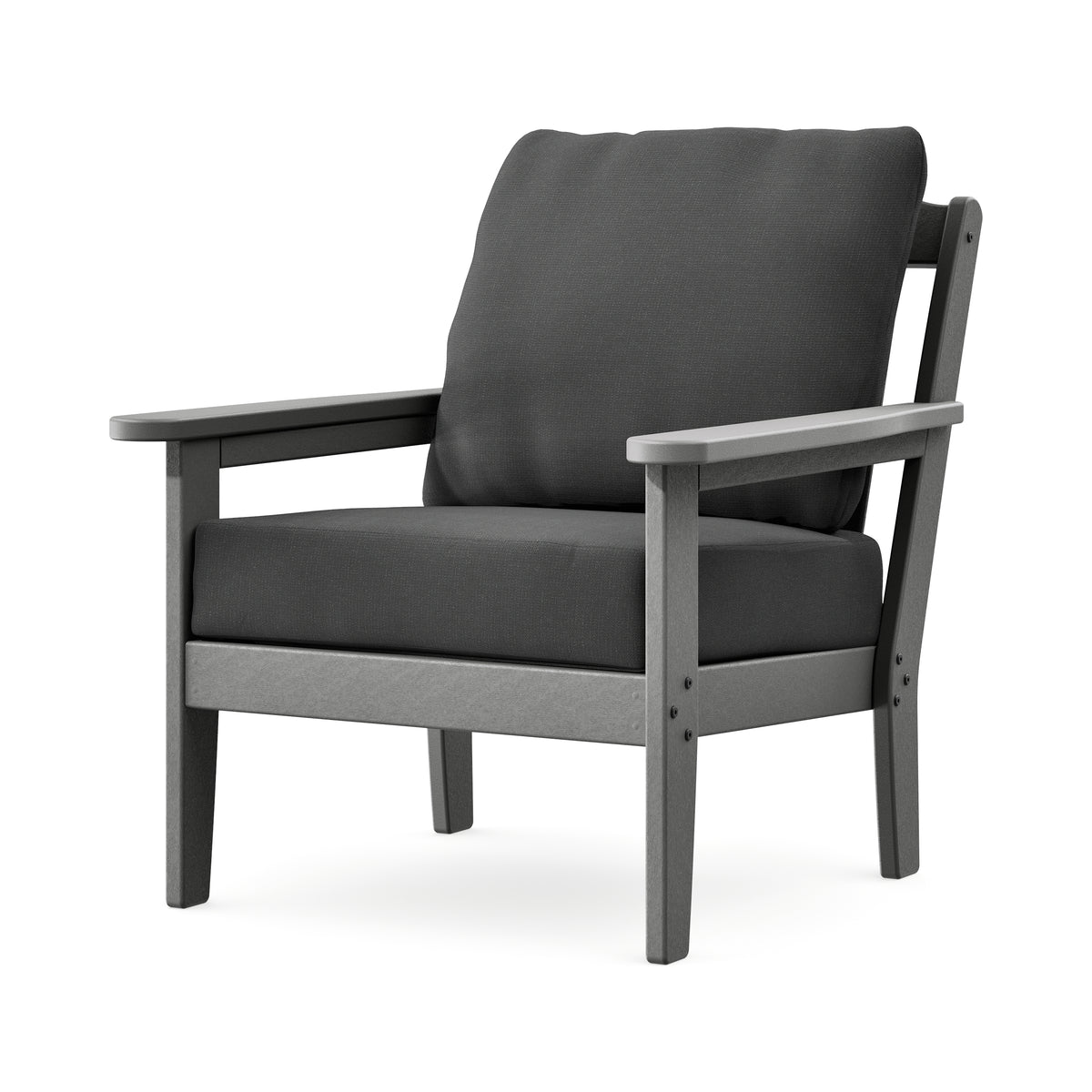 POLYWOOD Cottage Deep Seating Chair in Slate Grey / Spectrum Carbon