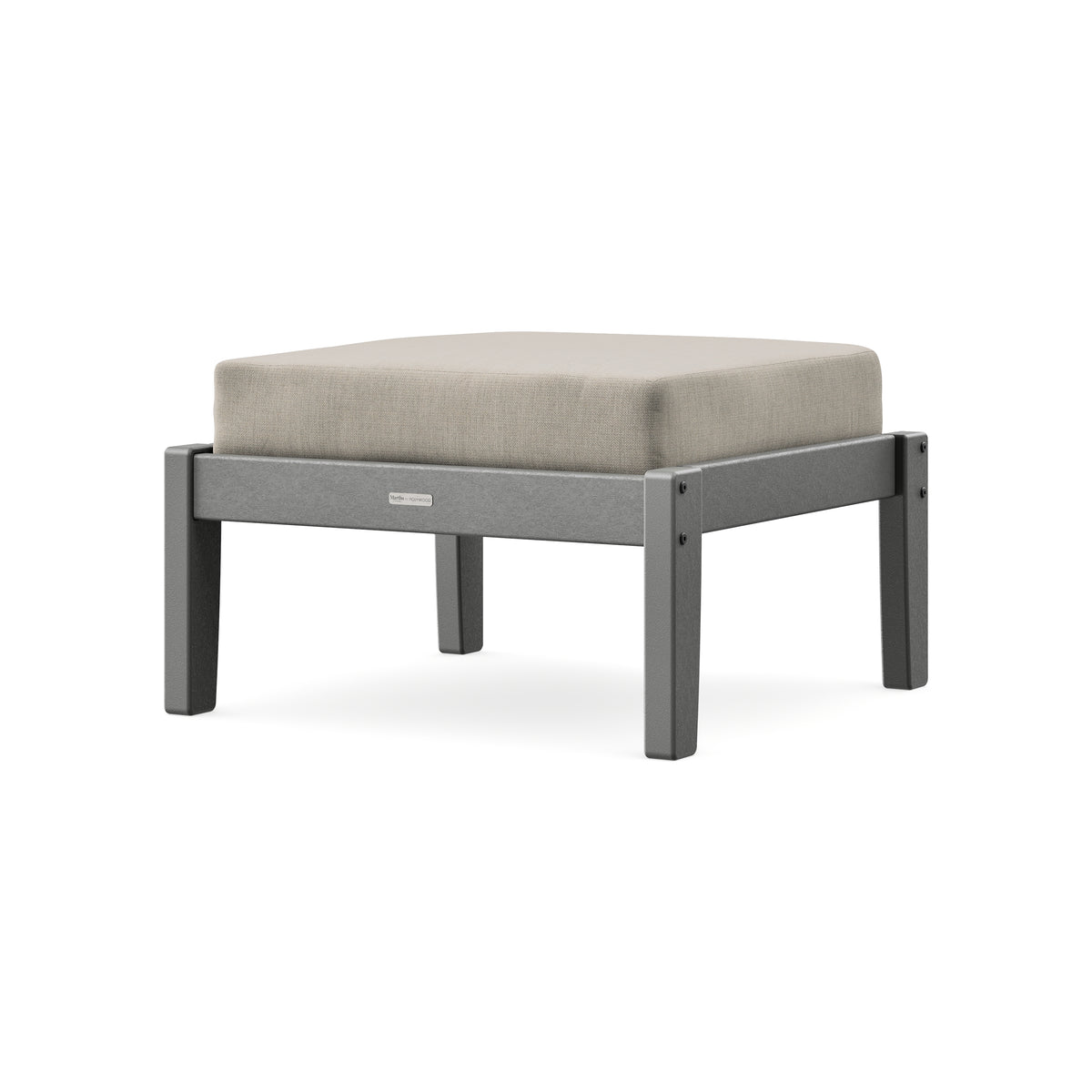 POLYWOOD Chinoiserie Deep Seating Ottoman in Slate Grey / Cast Ash