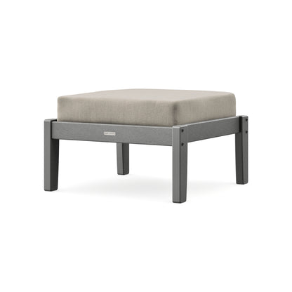 POLYWOOD Chinoiserie Deep Seating Ottoman in Slate Grey / Cast Ash