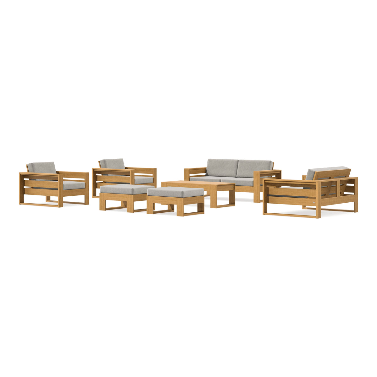 POLYWOOD PW Designer Series Latitude 7-Piece Lounge Loveseat Set in Natural / Weathered Tweed