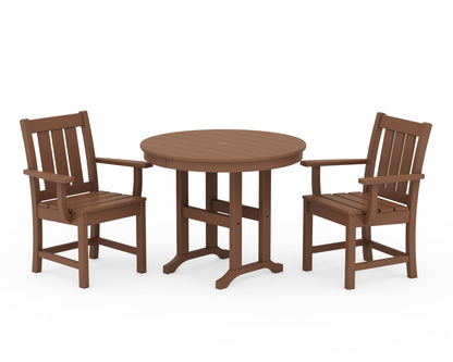 POLYWOOD Oxford 3-Piece Farmhouse Dining Set in Teak