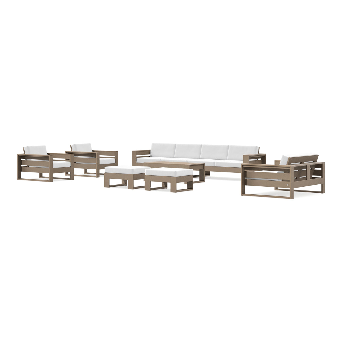 POLYWOOD PW Designer Series Latitude 8-Piece Lounge Sofa Set in Vintage Sahara / Natural
