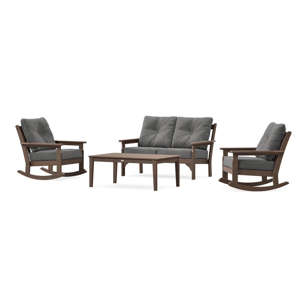 POLYWOOD Vineyard 4-Piece Deep Seating Rocking Chair Set in Kona