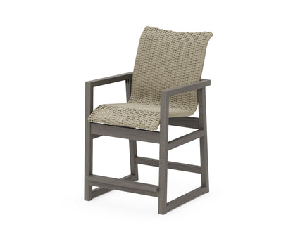 POLYWOOD EDGE Woven Counter Arm Chair in Driftwood / Dune Grass