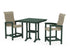 POLYWOOD Coastal Woven High-Back 3-Piece Farmhouse Counter Set with Trestle Legs in Green / Dune Grass