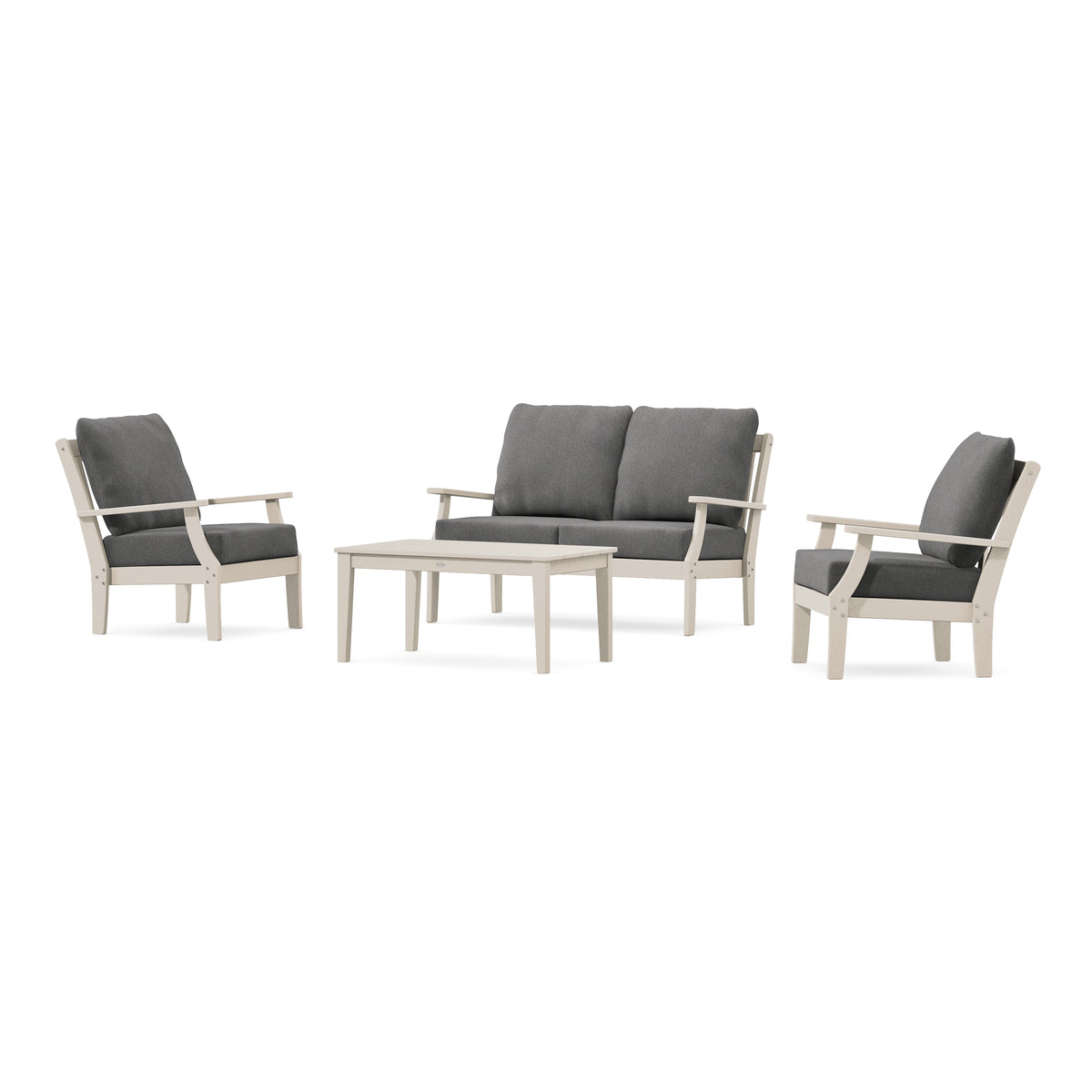 POLYWOOD Braxton 4-Piece Deep Seating Chair Set in Sand
