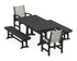 POLYWOOD Coastal 5-Piece Farmhouse Dining Set with Trestle Legs and Benches in Black / Birch