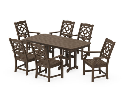POLYWOOD Chinoiserie Arm Chair 7-Piece Dining Set in Kona