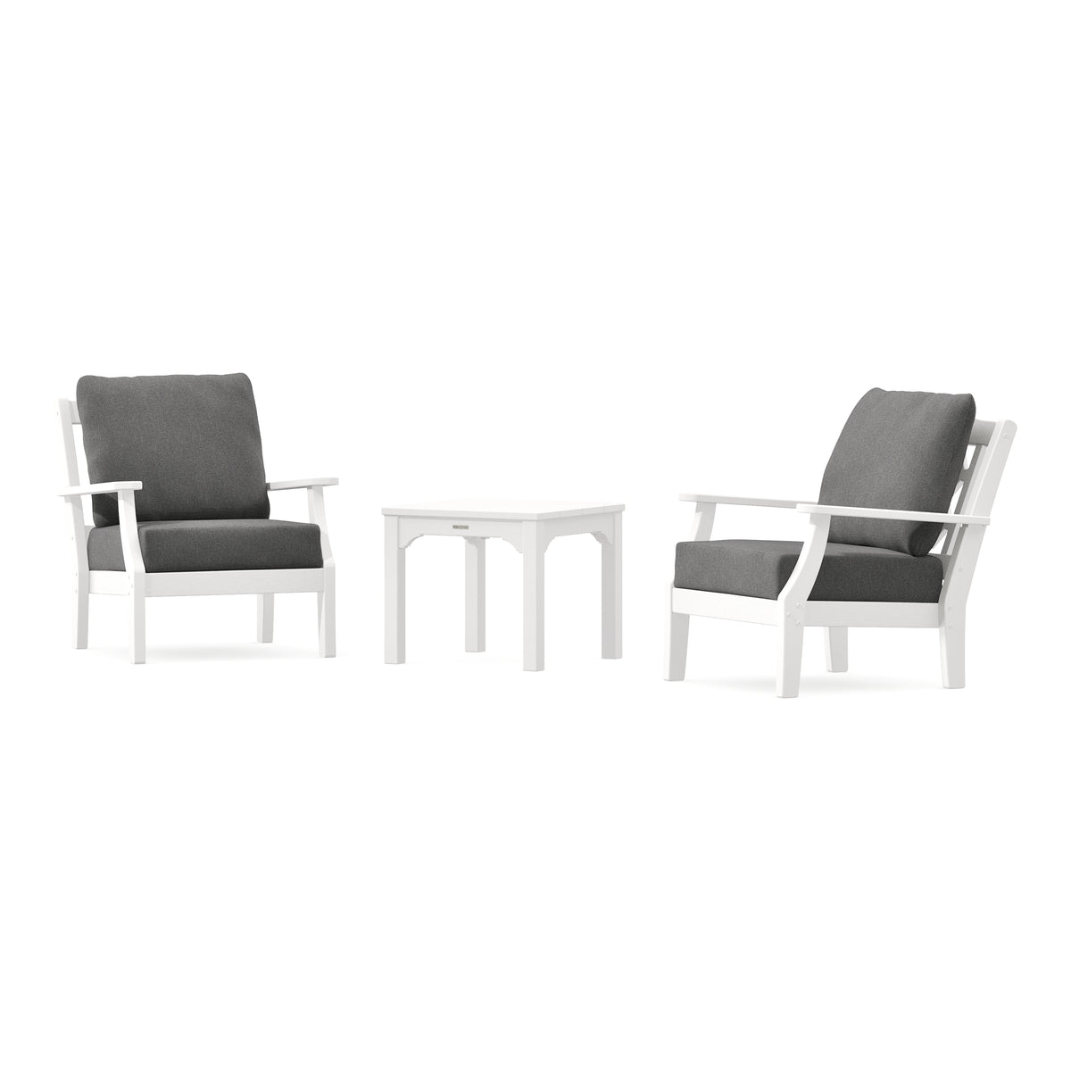 POLYWOOD Chinoiserie 3-Piece Deep Seating Set in Vintage White