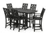 POLYWOOD Country Living Wovendale Arm Chair 7-Piece Farmhouse Bar Set in Black