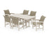 POLYWOOD Coastal Woven Arm Chair 7-Piece Farmhouse Dining Set in Sand / Dune Grass