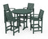 POLYWOOD 5 Piece Signature Bar Dining Set in Green