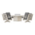 POLYWOOD Country Living Wovendale 5-Piece Deep Seating Swivel Conversation Set with Fire Pit Table in Sand