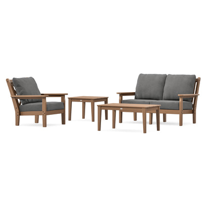 POLYWOOD Chippendale 4-Piece Deep Seating Set in Teak