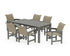 POLYWOOD Coastal Woven Arm Chair 7-Piece Parsons Dining Set in Slate Grey / Dune Grass