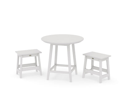 POLYWOOD Modern Studio Stool 3-Piece Round Bistro Set in Vintage White