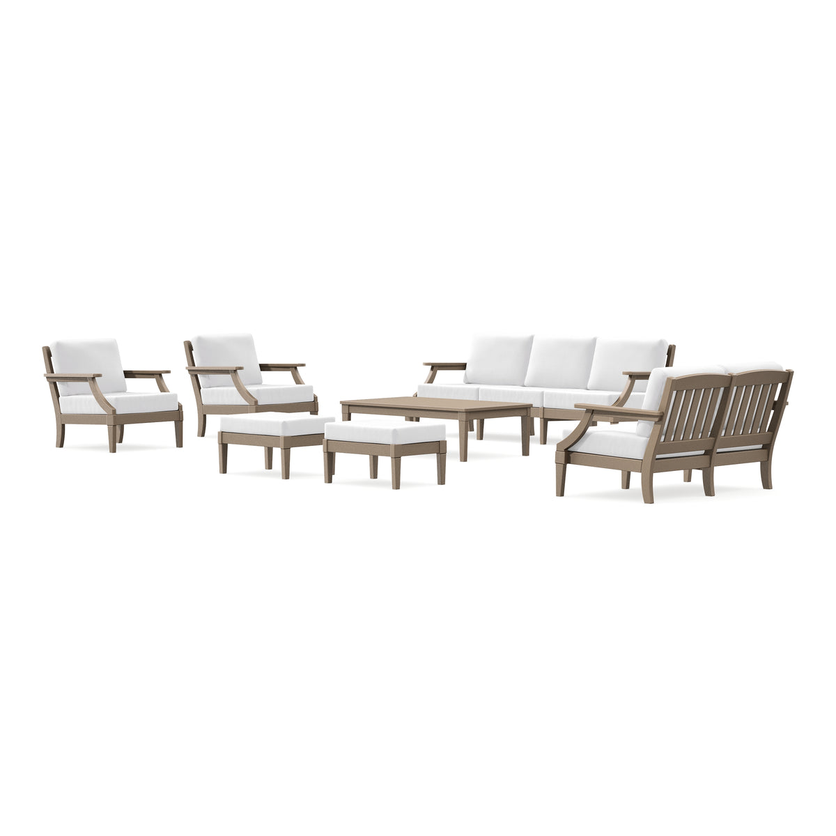POLYWOOD PW Designer Series Estate 7-Piece Lounge Sofa Set in Vintage Sahara / Natural