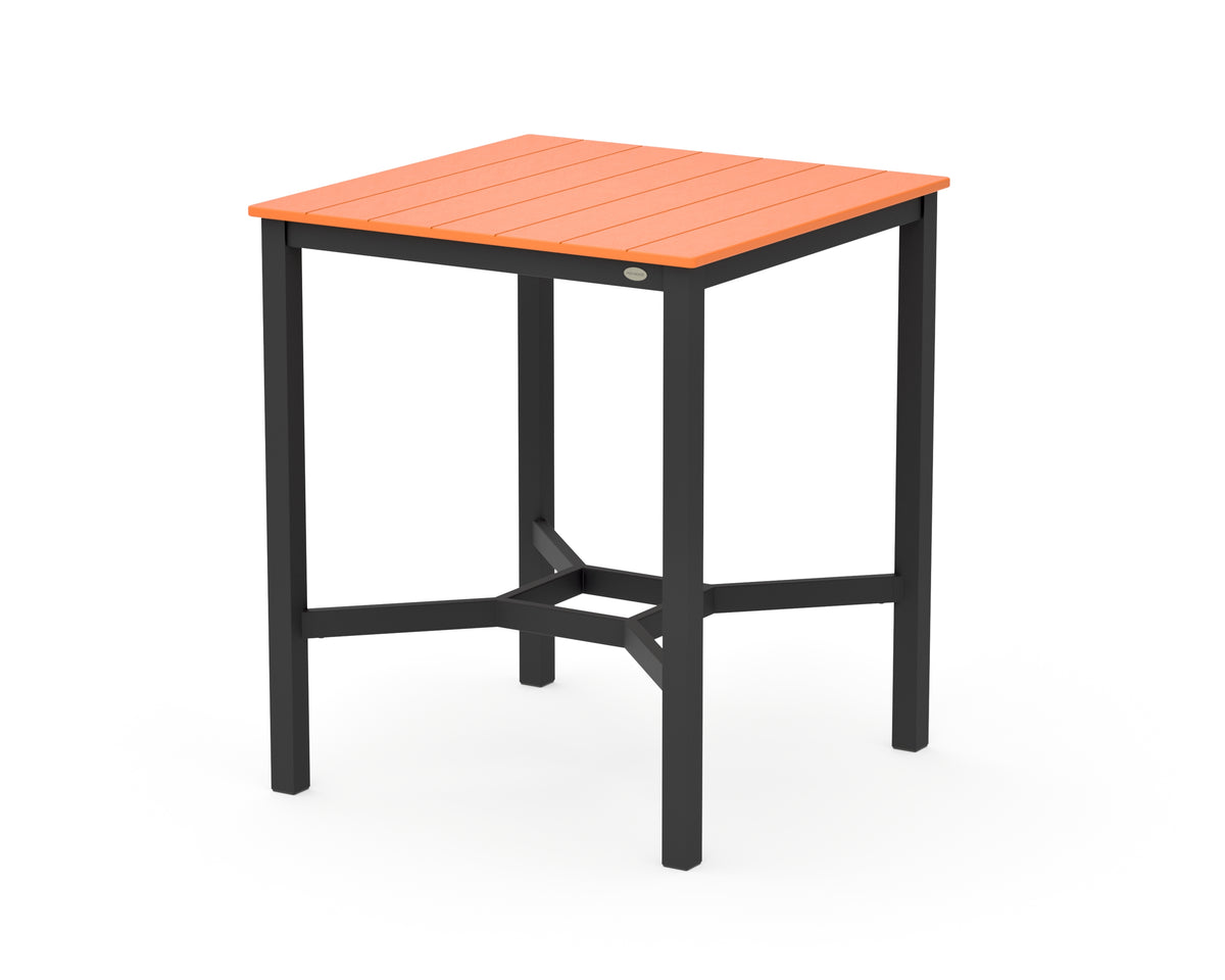 POLYWOOD Main Street 36 x 36 Bar Table in Black / Tangerine