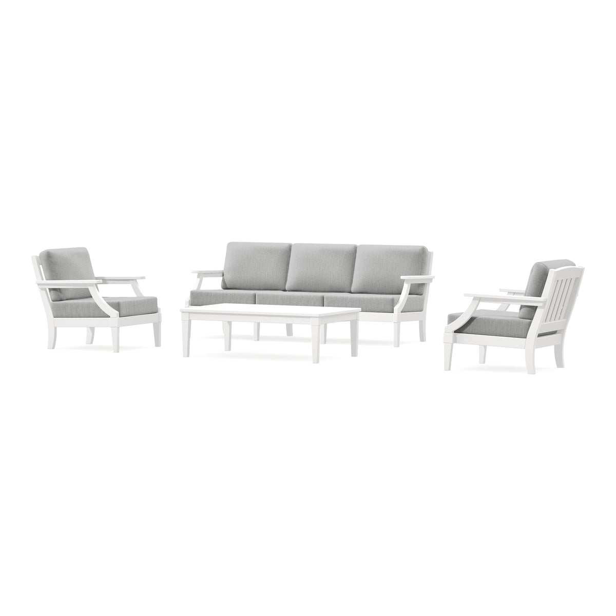 POLYWOOD PW Designer Series Estate 4-Piece Lounge Sofa Set in Vintage White / Granite
