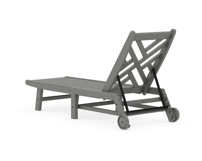 Additional angle of the POLYWOOD Chippendale Chaise with Wheels in Slate Grey