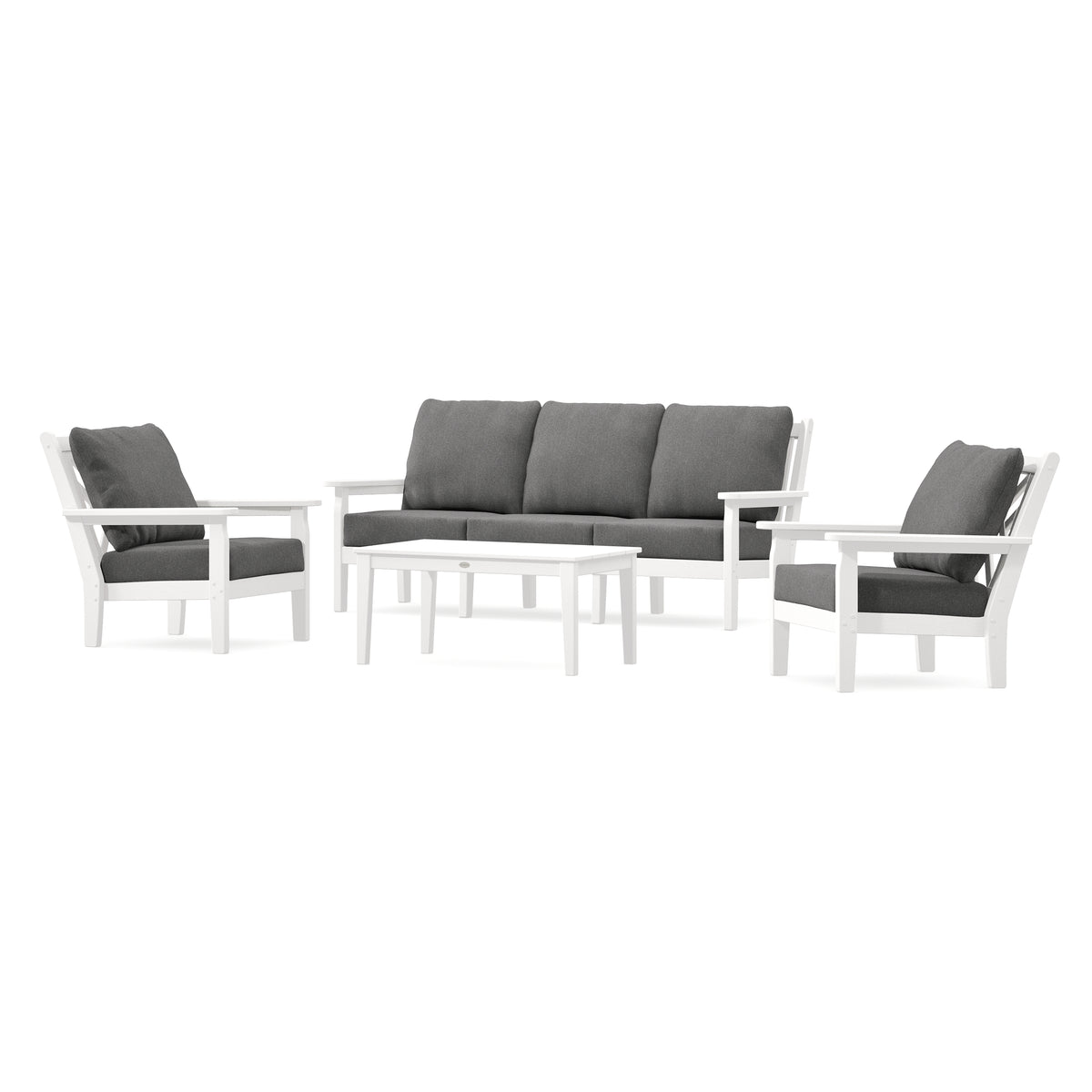 POLYWOOD Chippendale 4-Piece Deep Seating Set with Sofa in Vintage White