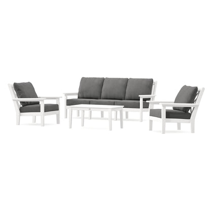 POLYWOOD Chippendale 4-Piece Deep Seating Set with Sofa in Vintage White