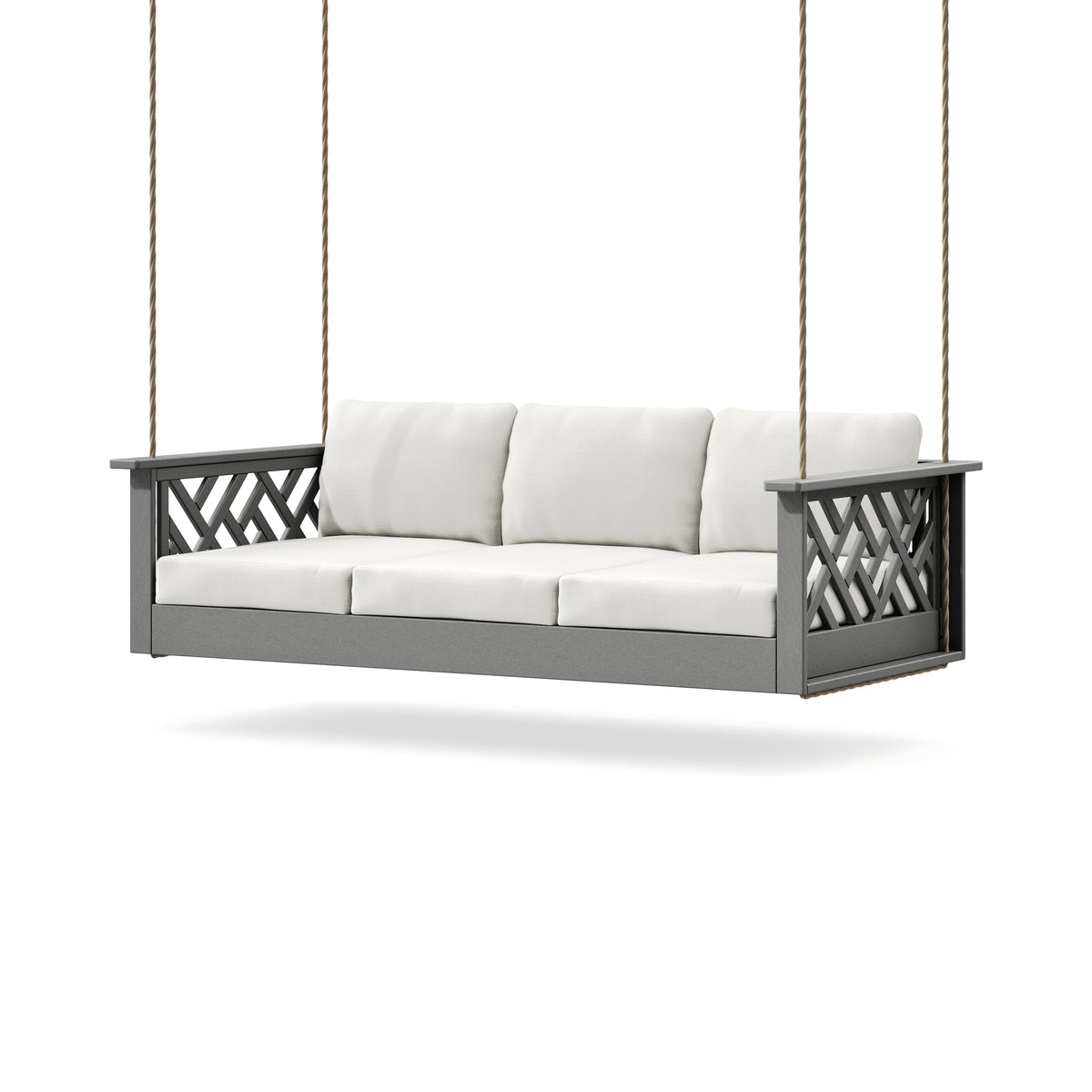 POLYWOOD Chippendale Daybed Swing in Slate Grey / Natural Linen