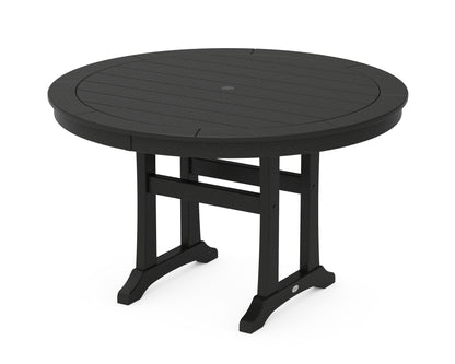 POLYWOOD Nautical Trestle 48" Round Dining Table in Black