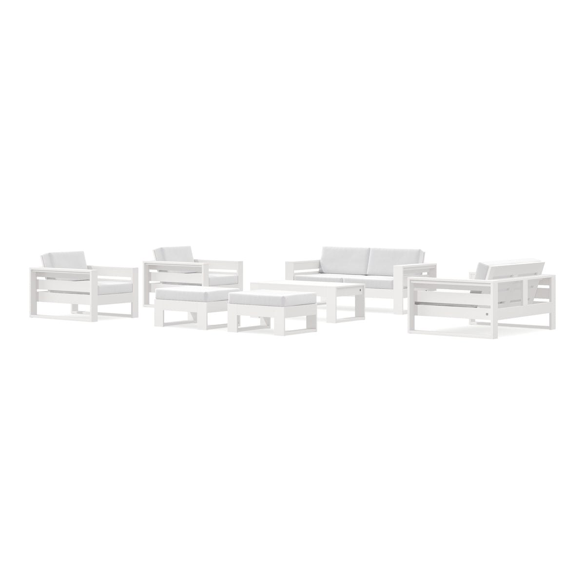 POLYWOOD PW Designer Series Latitude 7-Piece Lounge Loveseat Set in Vintage White / Natural
