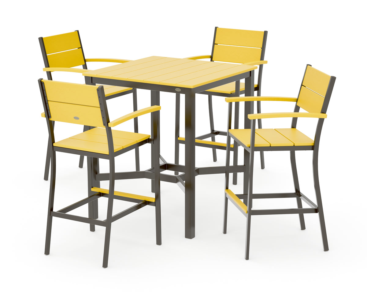 POLYWOOD Main Street 5-Piece Bar Set in Bronze / Lemon